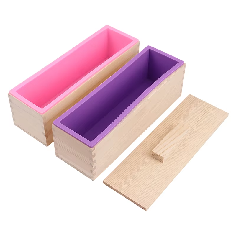 Soap Making Box - 1200ml Rectangle Silicone Soap Mold Wooden